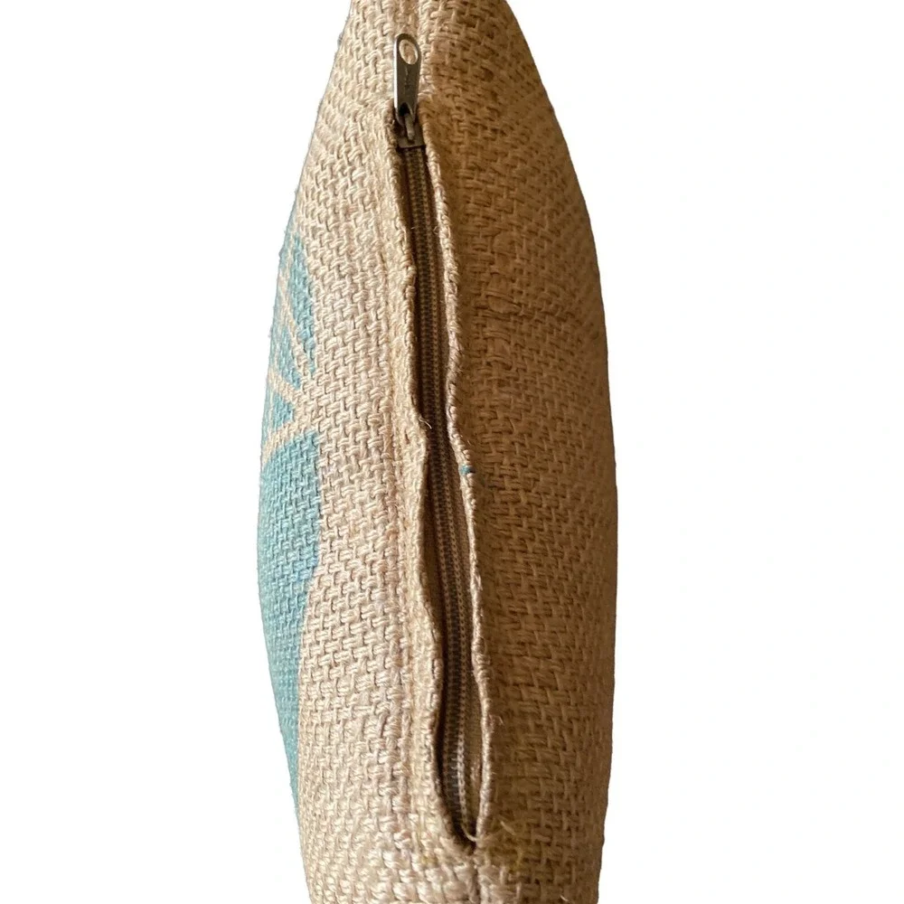 Burlap Block Print Pillow Football Zip‎ Closure Insert